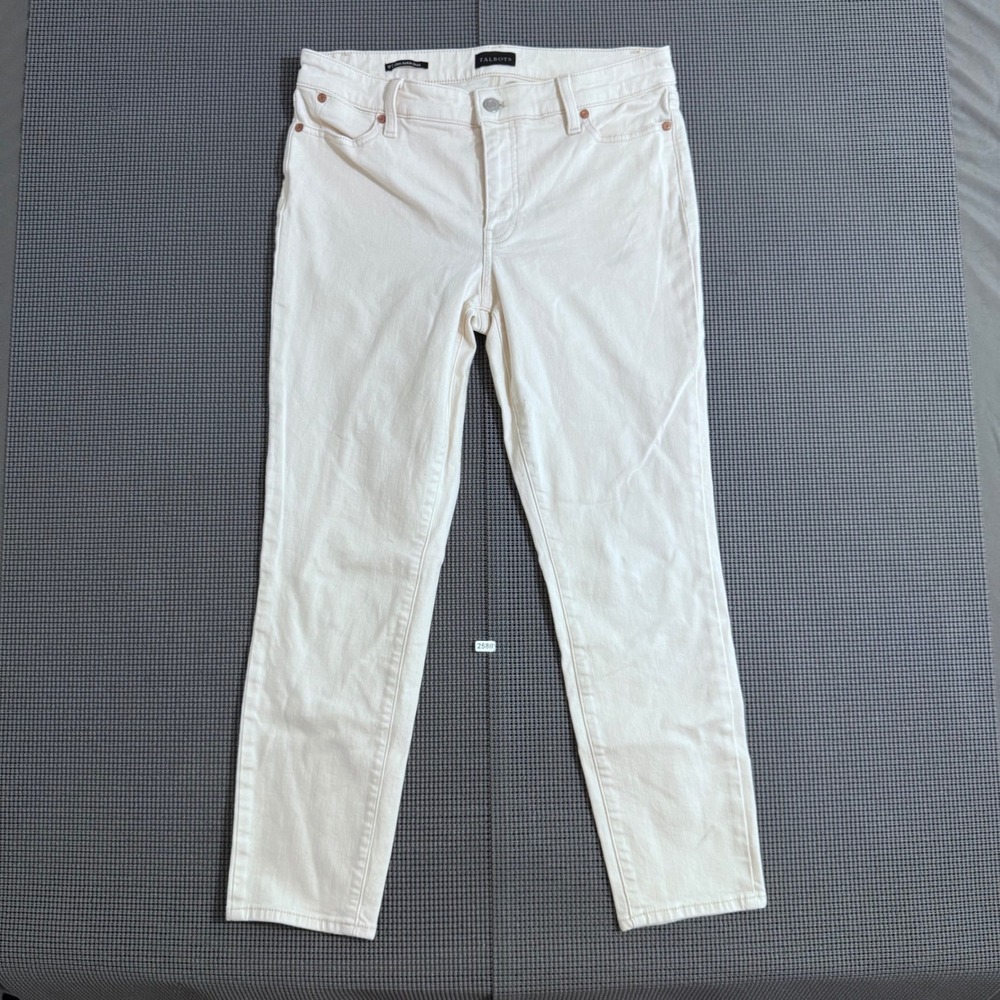Talbots Slim Ankle Jean Womens 8P Off White Cream Denim Pants